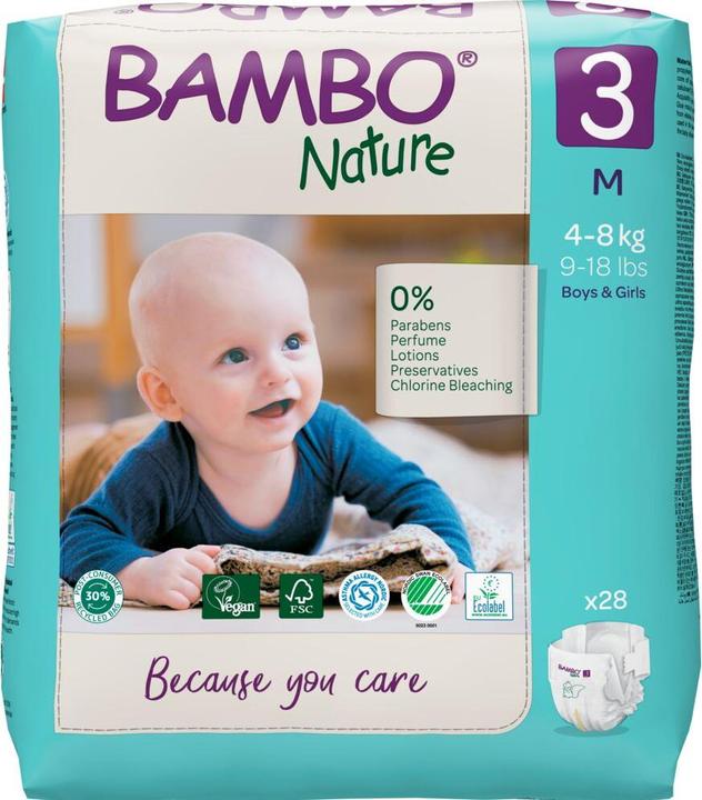 Actual product image Bambo Organic diapers Midi (Size 3, Pack, 28 Piece)