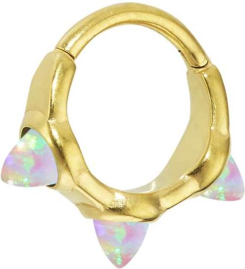 Bijouteria Ohrpiercing (Chirurgenstahl 316L, Synthetischer Opal, PVD Beschichtung (goldfarben))