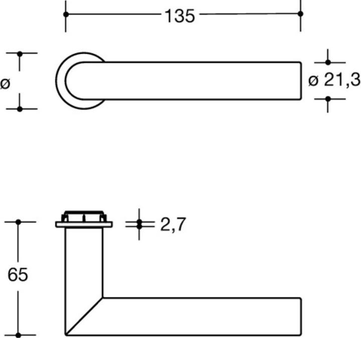 Produktbild Hewi Türdrückerpaar 162PCM / 162XAM Edelstahl XA mit Mini-Drückerrosette Vierkantstift 8 mm (Türgriff)