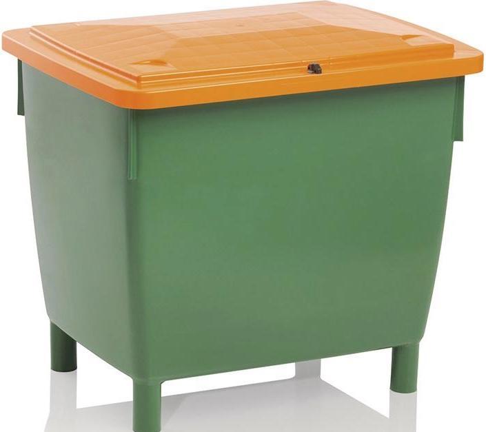 Actual product image Craemer Grit bin L945xW725xH930 mm 400 l HD-PE green/orange without removal chute
