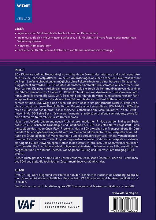 Actual product image SDN - Software-defined Networking (German, Gerd Siegmund, 2023)