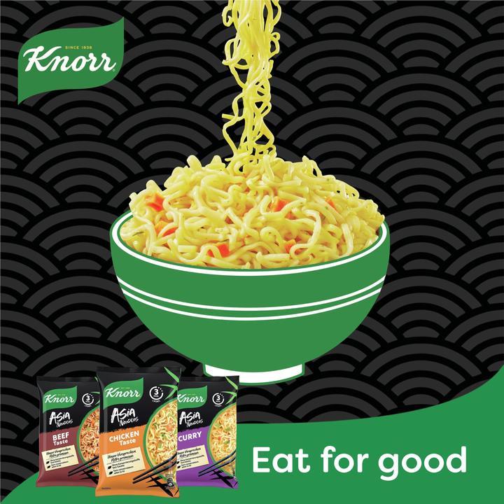 Immagine prodotto Knorr Asia Noodles Beef Taste bustina, spuntino asiatico di noodles istantanei, preparato in soli 3 minuti (70 g)