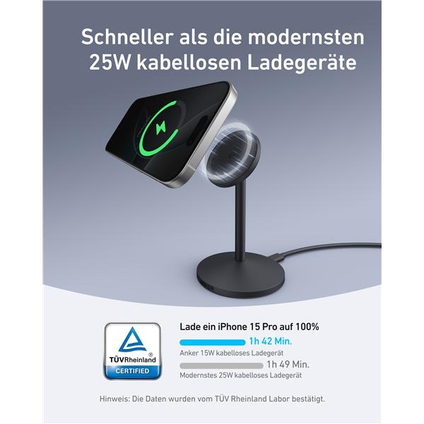 Actual product image Anker MagGo Wireless Charger Stand black (15 W)