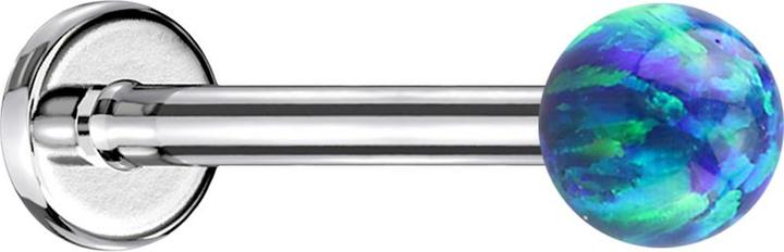 Produktbild Star Piercing Micro Labret silber mit Kugel Opal blau (ohne Messing, Chirurgenstahl 316L)