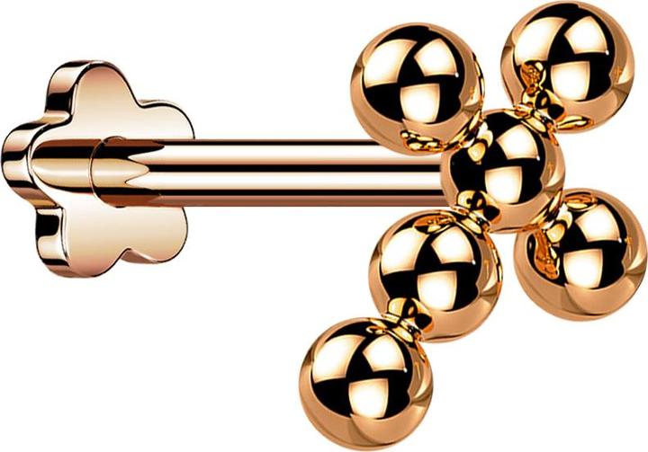 Produktbild Star Piercing Micro Threadless Labret Blume rosegold Kreuz Kugeln (ohne MessingChirurgenstahl 316L, Titan G23ohne Messing)
