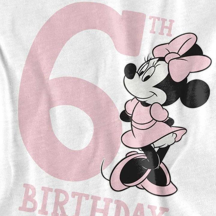 Actual product image Disney Childrens/Kids Minnie Mouse 6th Birthday T-Shirt (128)