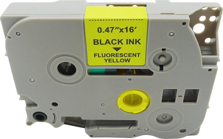 Produktbild MediaRange Schriftbandkassette schwarz auf signalgelb 5m x 12mm (1.20 cm, Gelb)