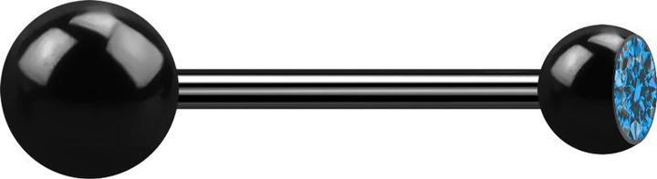 Actual product image Star Piercing Micro barbell black with ball and balls crystal light blue (without brass, Surgical steel 316L)