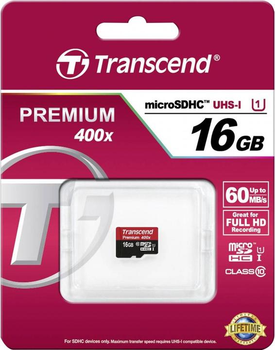 Produktbild Transcend 16GB MICROSDHC CLASS 10 UHS-I (16 GB, microSDHC, U1, UHS-I)