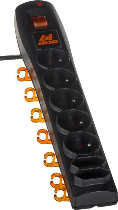 Actual product image Acar Listwa zasilająca P7 przeciwprzepięciowa 7 gniazd 5 m czarna (W0116) (7 x, 5 m)