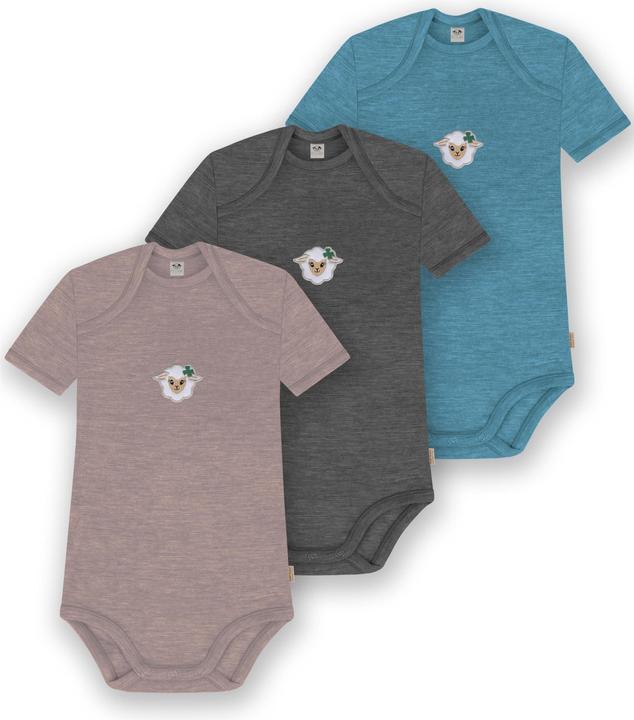 Normani 3er Set Baby Merino Body Kurzarm „Tauranga" - 9299