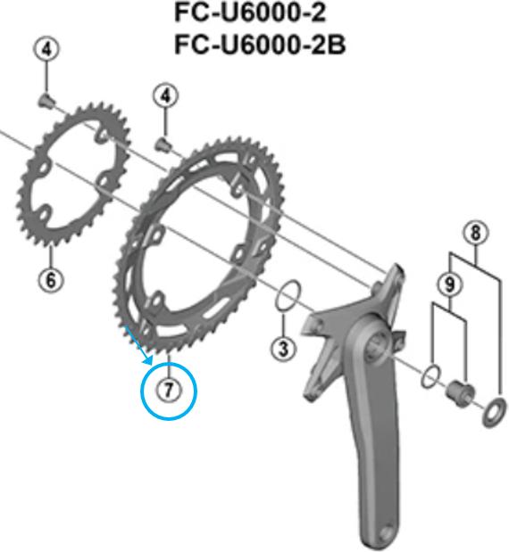Actual product image Shimano Chainring CUES FC-U6000-2 46 Z BN (46)