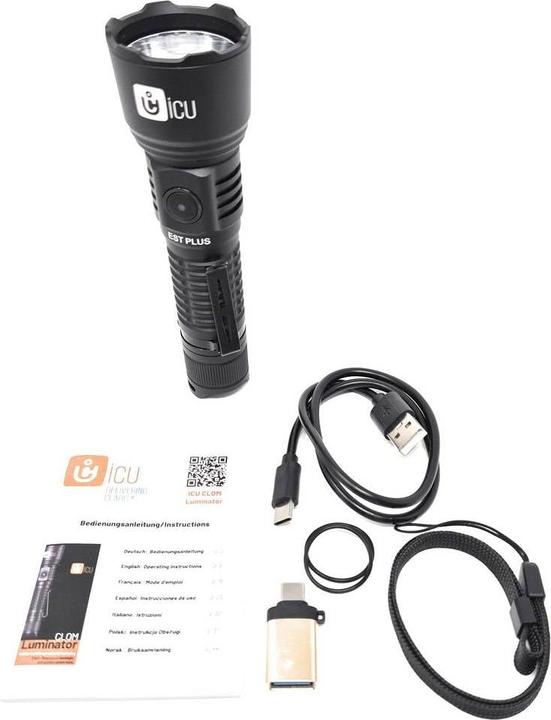 Produktbild ICUserver ICU Luminator LED Taschenlampe Grosse Reichweite, IP68 (wasserdicht), mit USB-Sch (1600 lm)