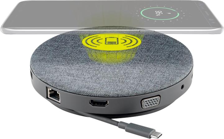 Produktbild Goobay USB-C 27,90cm (11") 1 Multiport Dock mit Wireless Fast Charging und Power Delivery 100 W (Docking Port, 1 Ports)
