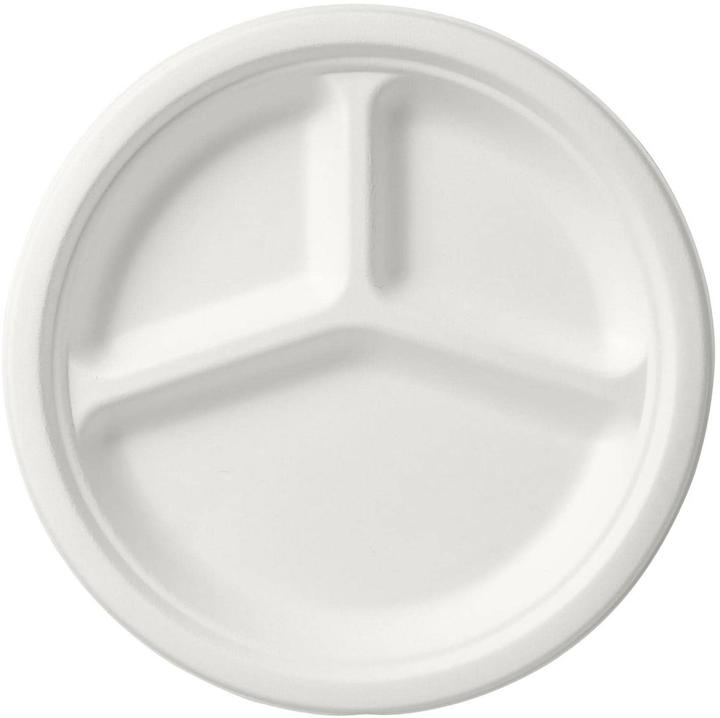Immagine prodotto Biopak Piatti monouso con 3 divisioni 26 cm, 50 pezzi, Bianco (50 x)