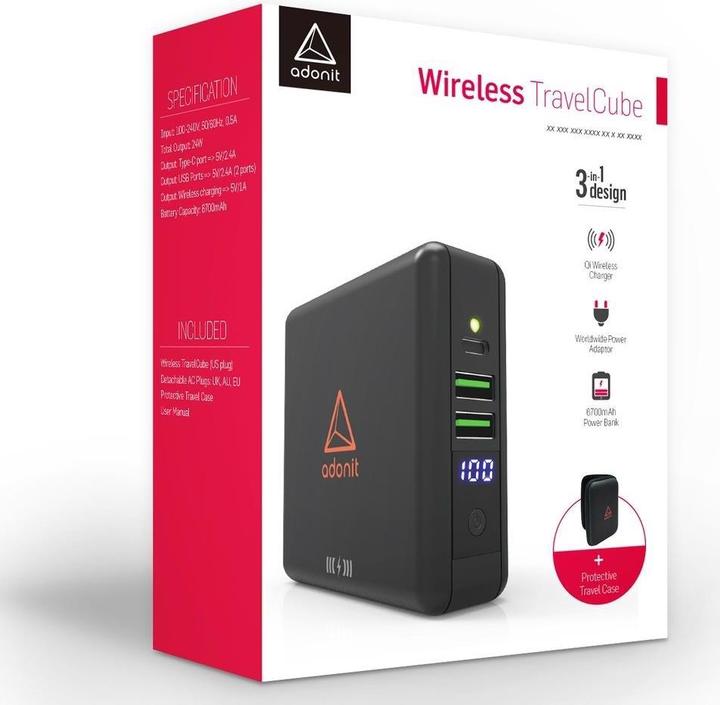 Immagine prodotto Adonit caricabatterie da viaggio (6700 mAh, 24 W, 24.79 Wh)