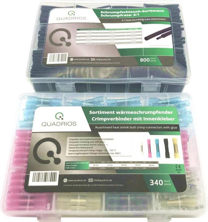Produktbild Quadrios Stossverbinder Set Schrumpf Crimpverbinder und Schrumpfschläuche 1140 Teile