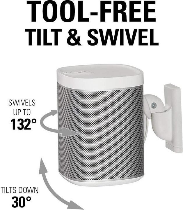 Image du produit Sanus Support mural pour Sonos ONE, PLAY:1 & 3 (1 paire, Installation murale, Pivotant, Inclinable)