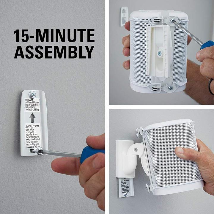 Image du produit Sanus Support mural pour Sonos ONE, PLAY:1 & 3 (1 paire, Installation murale, Pivotant, Inclinable)
