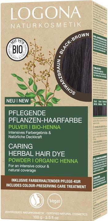 Actual product image Logona Nourishing plant hair color powder black brown (101 black intense)