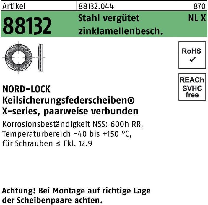 Immagine prodotto Nord-Lock Rondelle di bloccaggio a cuneo NLX20 con rivestimento in zinco a scaglie (M20)