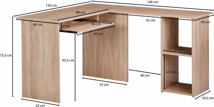 Actual product image Wohnling Desk combination (140 x 120 x 75 cm)