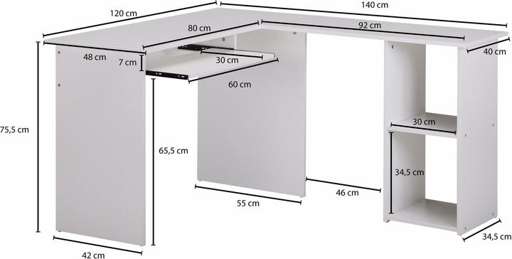 Actual product image Wohnling Desk combination (140 x 120 x 75 cm)