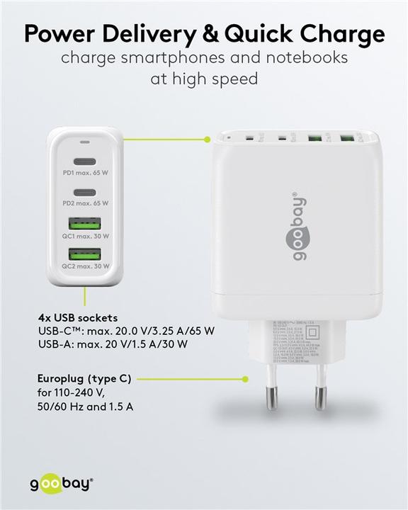 Actual product image Goobay Multiport quick charger (68 W)