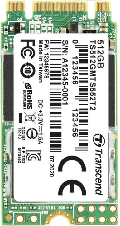 Image du produit Transcend SSD interne M.2 PCIe NVMe 2242 552T2 512 SATA 6 Gb/s Retail (512 Go, M.2 2242)