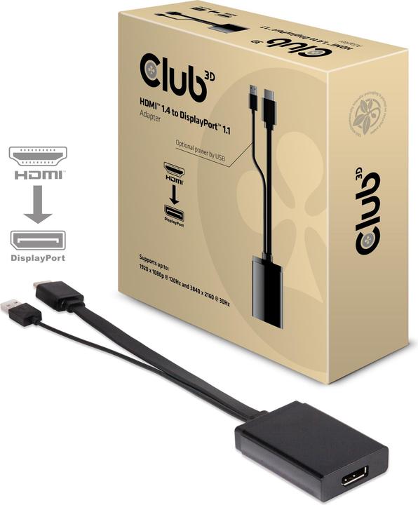 Club 3D Adaptateur HDMI 1.4 vers DisplayPort1.1 (DP, 31 cm)