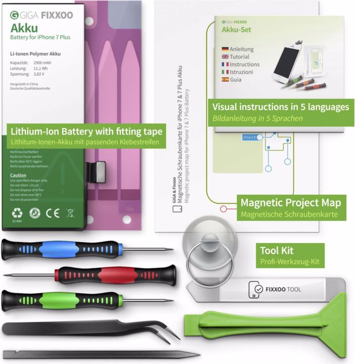Actual product image Giga Fixxoo iPhone 7 Plus battery complete set