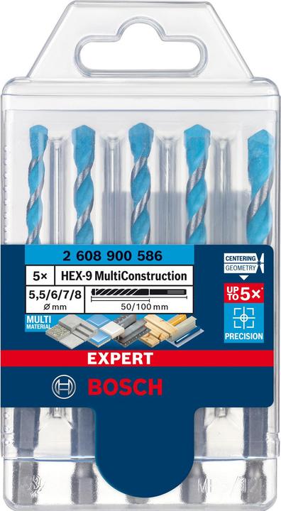 Productafbeelding Bosch Professional Zubehör Expert MultiConstruction HEX-9 boorset, 5,5/6/7/8 mm, 5 stuks. (5.5, 6.0, 7.0, Ø 8,0 mm)