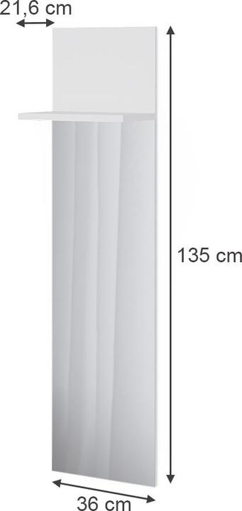 Image du produit Vicco Porte-manteau mural Siri, blanc, 36 x 135 cm avec miroir