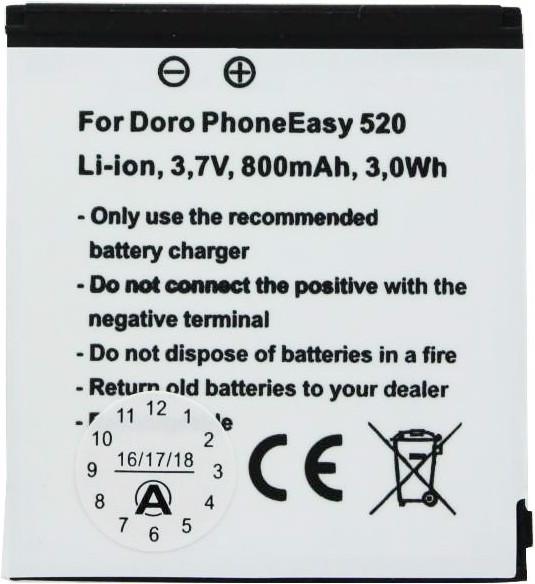 Produktbild Doro Akku 520, DBF-800A, DBF-800B, DBF-800C, DBF-800D, DBF-800E