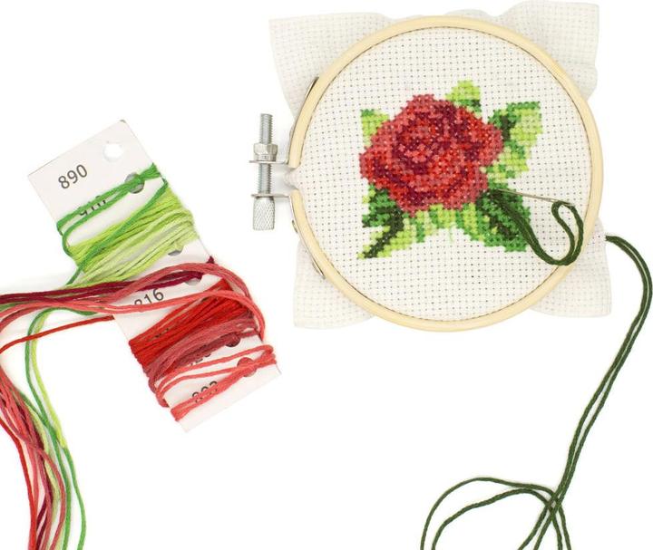 Image du produit Kikkerland Kit de broderie Mini Cross Stitch - Rose
