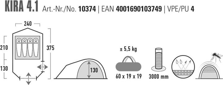 Productafbeelding High Peak Tent Kira 4.1 (Koepeltent, 5.50 kg, 4 personen)