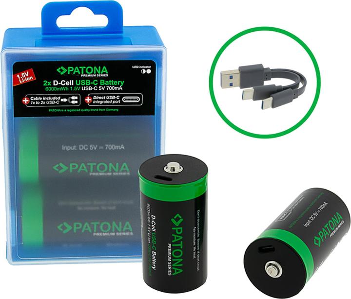 Produktbild Patona Premium Akku 2X LR20 USB-C (Akku)