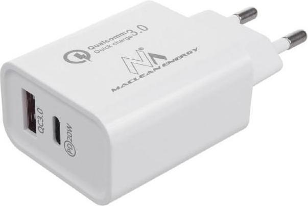 Produktbild Maclean Ladestecker 20W, PD, Netzteil, Qualcomm Quick Charge, QC 3.0, 5V3A/9V2.22A/12V1.67A, Weiss, M (20 W)