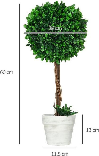 Immagine prodotto Swisshandel24 Piante artificiali, set di 2 piante artificiali resistenti ai raggi UV, alberi in cassetta da 60 (60 cm)