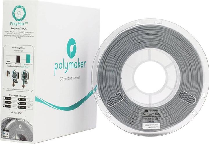 Produktbild Polymaker PA06003 PolyMAX Tough Filament hohe Steifigkeit, hohe Zugfestigkeit (PLA, 1.75 mm, 750 g, Grau)