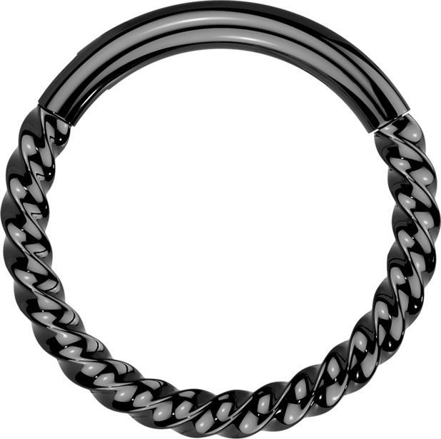 Actual product image Star Piercing Micro segment ring foldable braided black (Titanium G23)