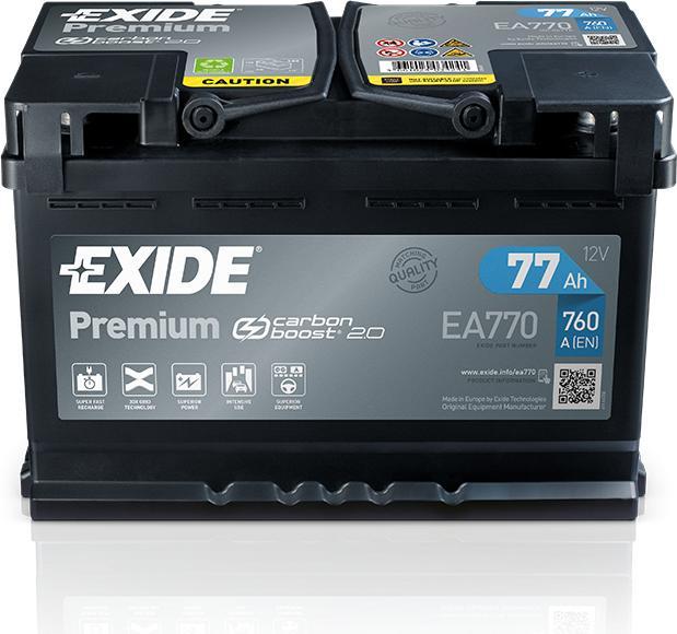 Immagine prodotto Exide Premium Carbon Boost EA770 (12 V, 77 Ah, 760 A)