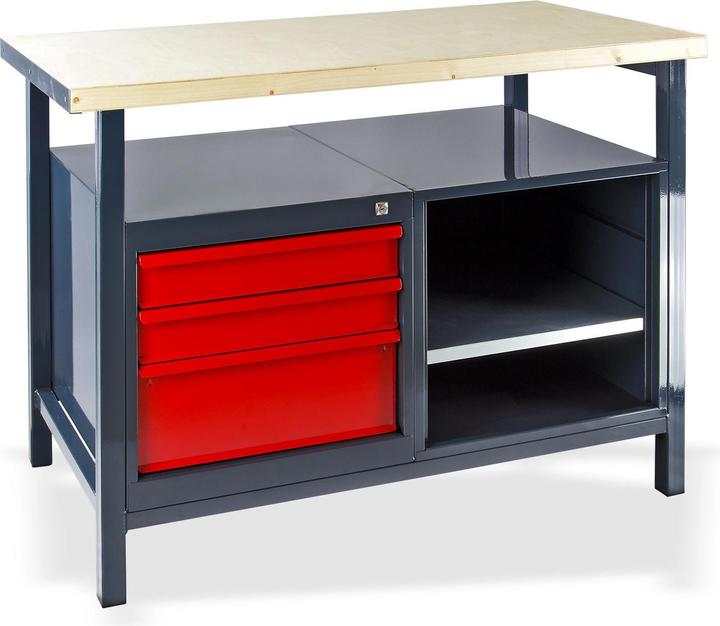 Dema Werkbank mit 3 Schubladen (59 cm, 119 cm)