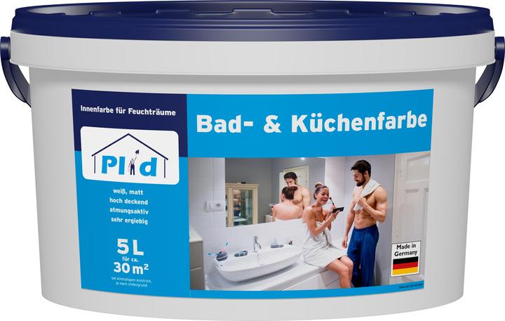 Actual product image Plid Bathroom & kitchen paint 5l for approx. 30m²/ Bathroom paint Kitchen paint Damp room paint Wall (White, 5 l)
