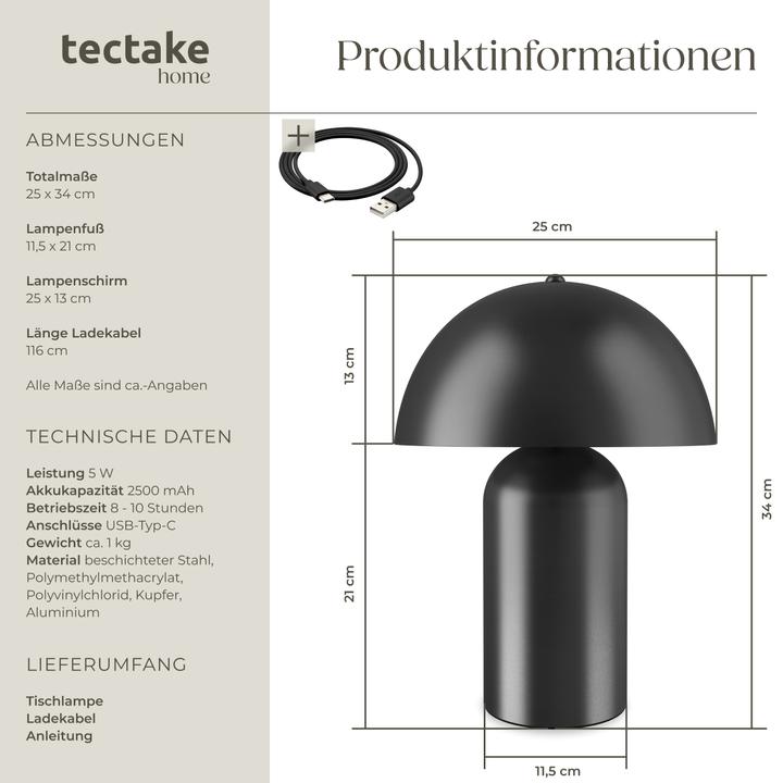 Produktbild tectake Kleine Retro-Tischlampe Kade, dimmbar, 40W