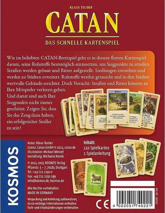 Image du produit Kosmos Les colons de Catan : le jeu de cartes rapide (Allemand)