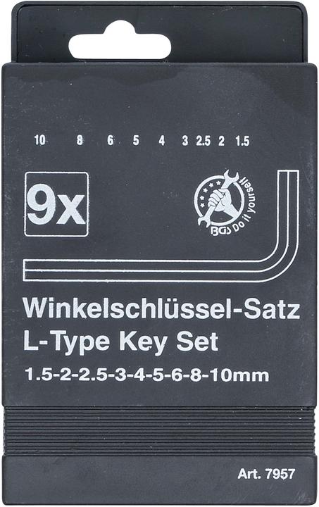 Immagine prodotto BGS Serie di chiavi ad angolo esagono interno 1,5 - 10 mm 9 pz. (Chiave a brugola)