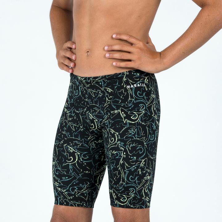 Nabaiji Badehose Jammer Jungen - 500 Fitib Shark schwarz (140)