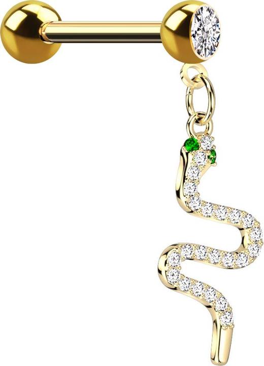 Actual product image Star Piercing Micro Barbell vergoldet mit Kugel und Kugel Kristall silber Anhänger Schlange (Surgical steel 316L, Brass)