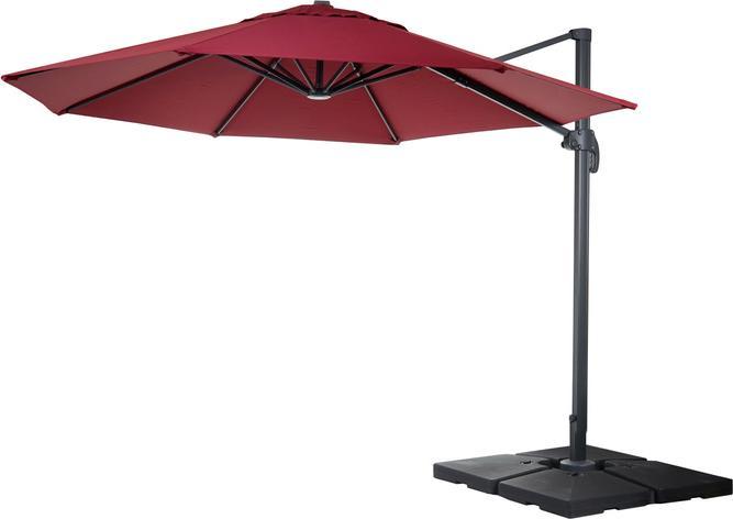 Produktbild Mendler Gastronomie-Ampelschirm, Sonnenschirm, rund Ø 4m Polyester/Alu 27kg - bordeaux mit Ständer, drehbar (0.76 m)